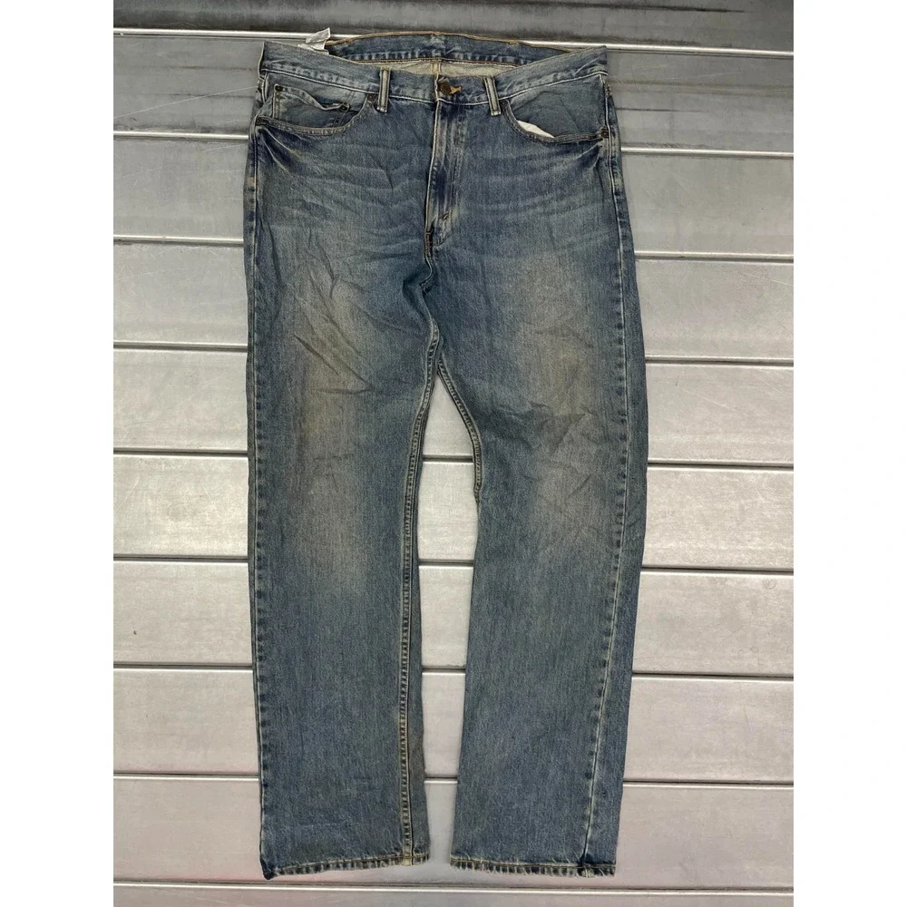 Levis 505 Jeans Mens 38X34 Blue Medium Wash Denim Straight Leg 100% Cotton‎